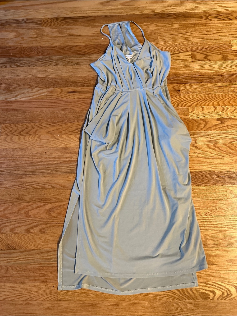 BCBGeneration Light Green Sleeveless V-Neck Maxi Dress with pockets